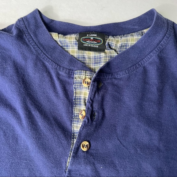 Comfort Zone Shirts Vintage Mens Oversized Navy Blue Henley Top Poshmark
